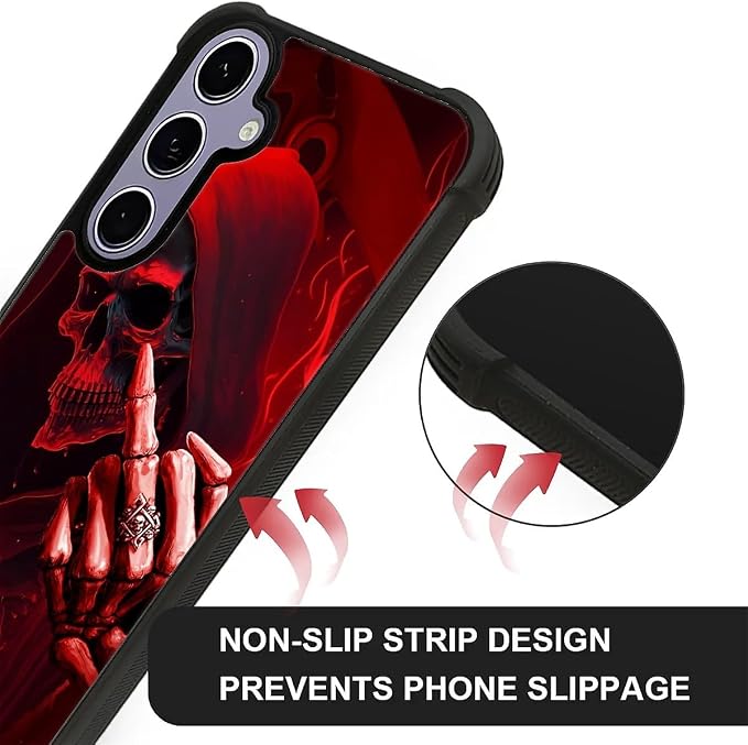 for Samsung Galaxy S24 S25 Case, Gestures Funny Skull Pattern Graphic Design - Image 2