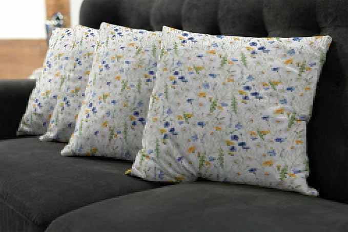 Ambesonne Flower Decorative Throw Pillow Case Pack of 4, Wild Flowers Poppies - Image 7