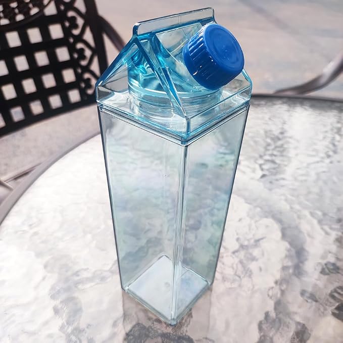 Jinberry 1000ml/34oz Cute Leakproof Clear Milk Carton Water Bottle Portable - Image 6