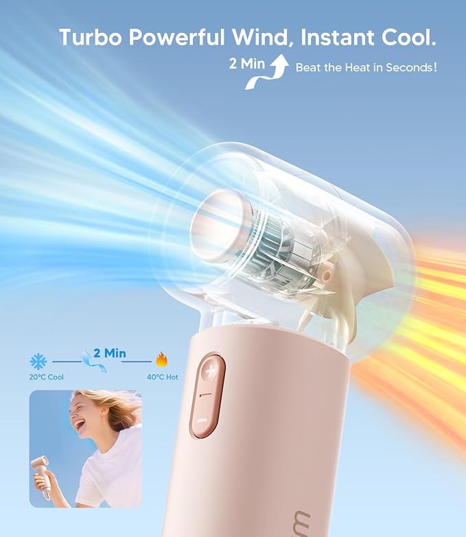 WSKEN Portable Handheld Fan, Rechargeable, 5 Speeds Mode, 20000rpm Brushless - Image 5