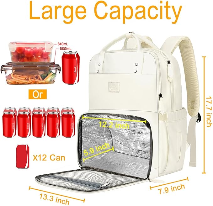 MATEIN Womens Backpack with Lunch Box, 17 Inch Laptop Backpack with Cooler - Image 3