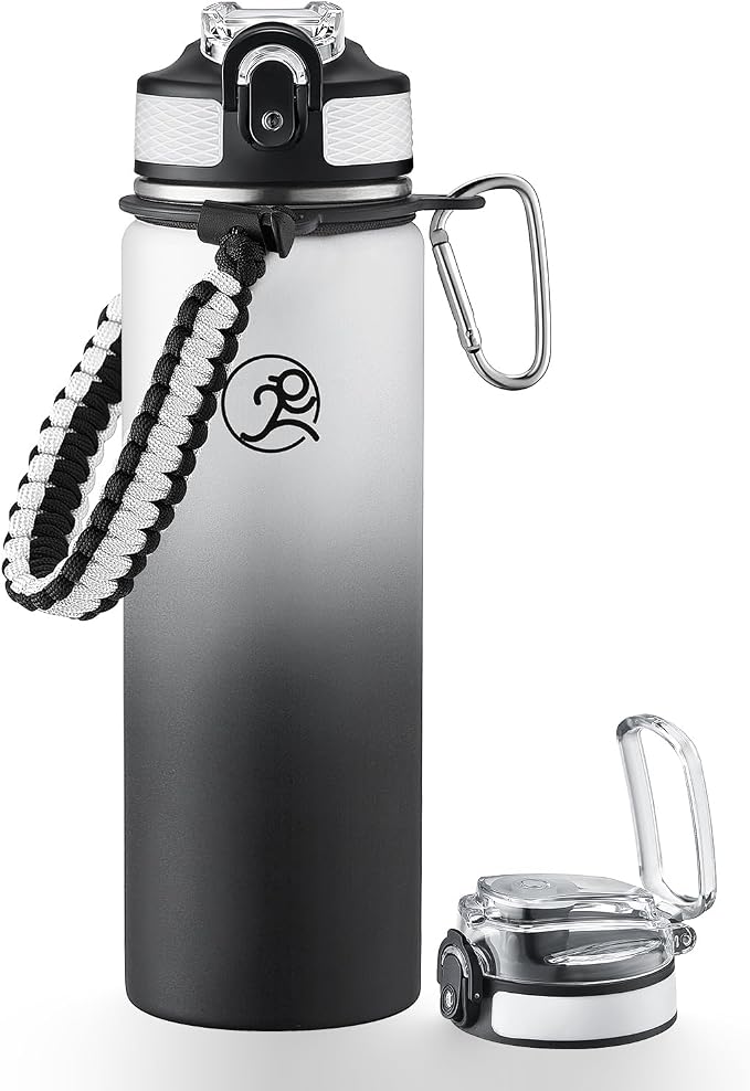 GOSWAG Insulated Sports Water Bottle, 24oz 2 Lids, Stainless Steel Water Bottles by GOSWAG