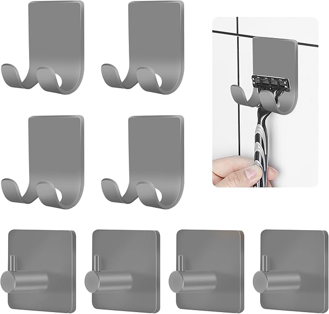 CGBE Razor Holder for Shower, 4 Packs Shaver Holder and Hooks, Self Adhesive by CGBE