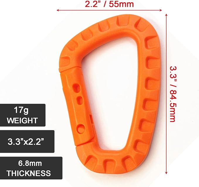 Tactical Gear Carabiner Keychain Clip Plastic D-Rings Large Key Chain Heavy - Image 2