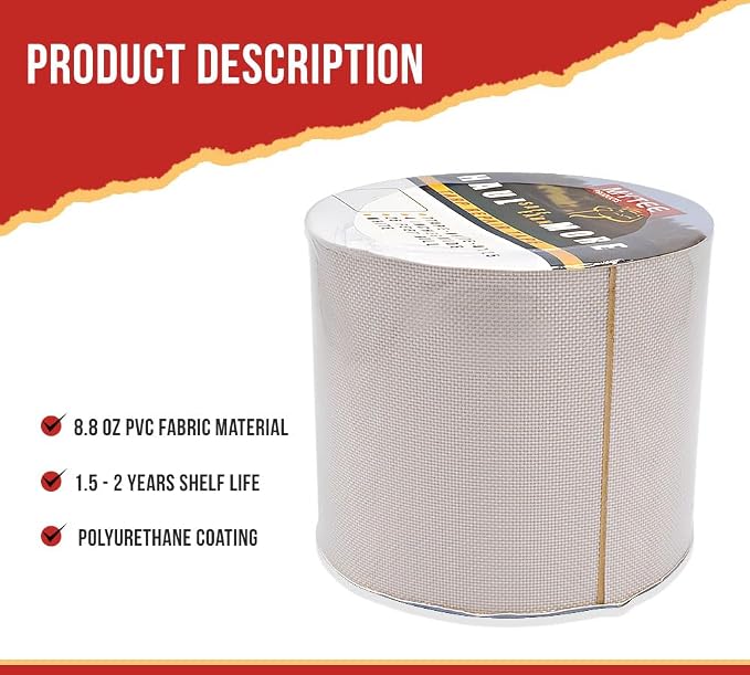 Mytee Products 8.8 oz Waterproof White Vinyl Tarp Repair Tape 4 Inch x 25 FT - Image 2