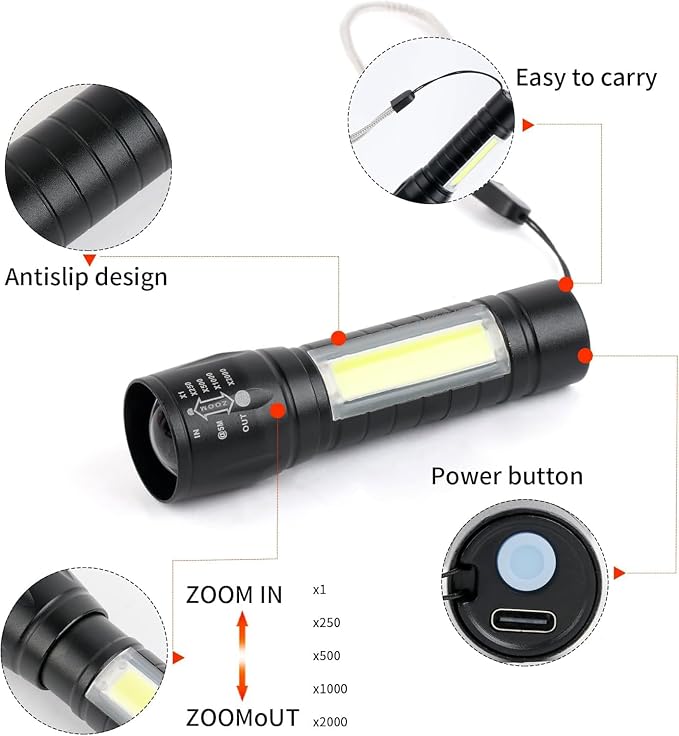 10 Pack LED Rechargeable Flashlight, Super Bright Small Mini Camping - Image 3