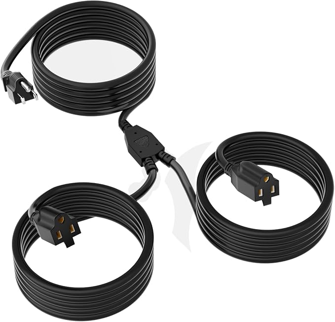 2 Way Power Extension Cord Splitter 30 Ft Total-3 Prong 1 to 2 Extension Cord by Elecan