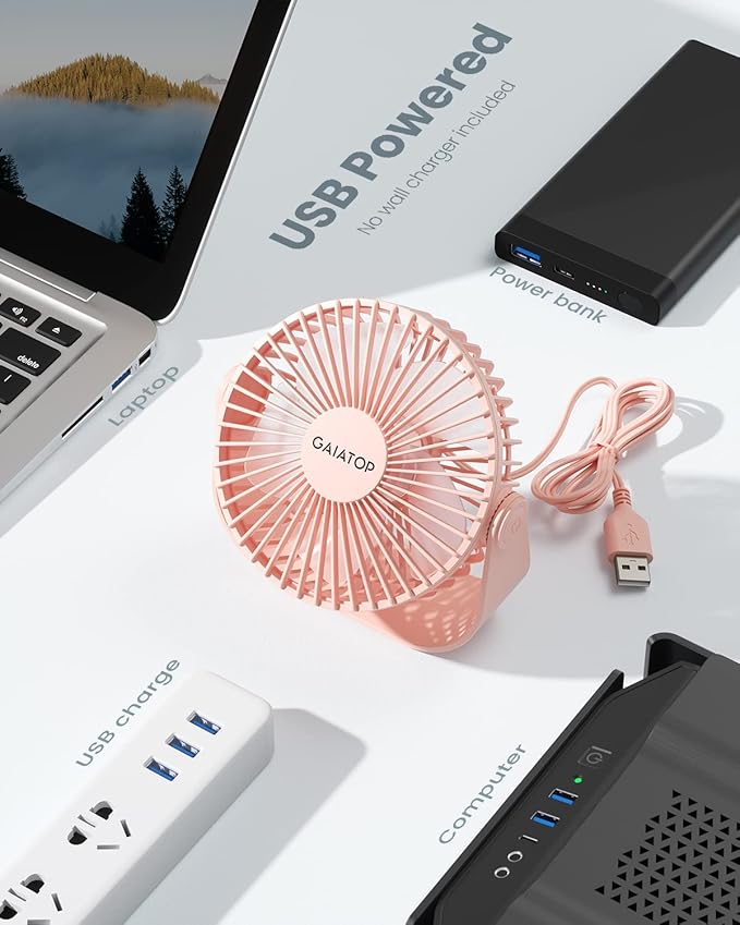 Gaiatop USB Desk Fan, 3 Speeds Strong Airflow, 5.5 Inch Portable 90° Rotate - Image 6