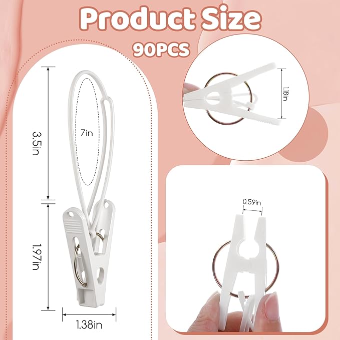 90 Pack Multi-Purpose Laundry Hooks Hanging Clips, Clothes Pins - Image 6