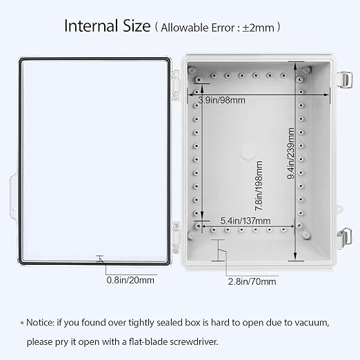 LeMotech Electrical Box, IP67 Waterproof Hinged Clear Cover Stainless Steel - Image 5