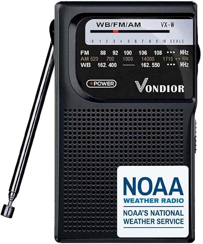 Vondior Portable NOAA Weather Radio, Battery Operated Emergency NOAA/AM/FM Radio by Vondior