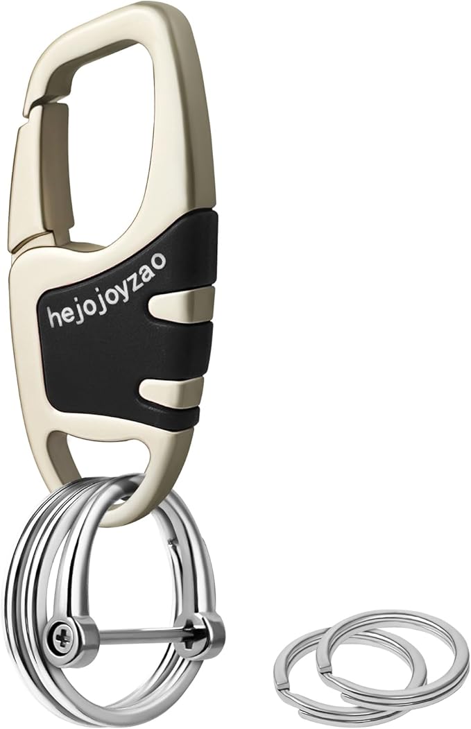 Keychain with Carabiner Clip, 4 Heavy Duty Key Rings and D Ring by Welcomehere%EF%BC%81