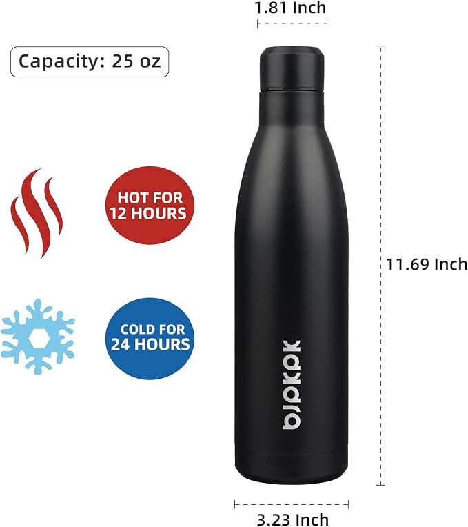 BJPKPK 25oz Insulated Water Bottle Double Wall Vacuum Insulated Stainless Steel - Image 2