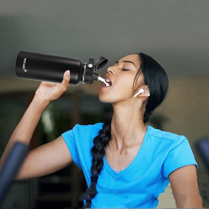 Water Bottle Insulated 32oz 40oz 64oz 128oz Straw Lid Spout Lid & 3 Lids - Image 7