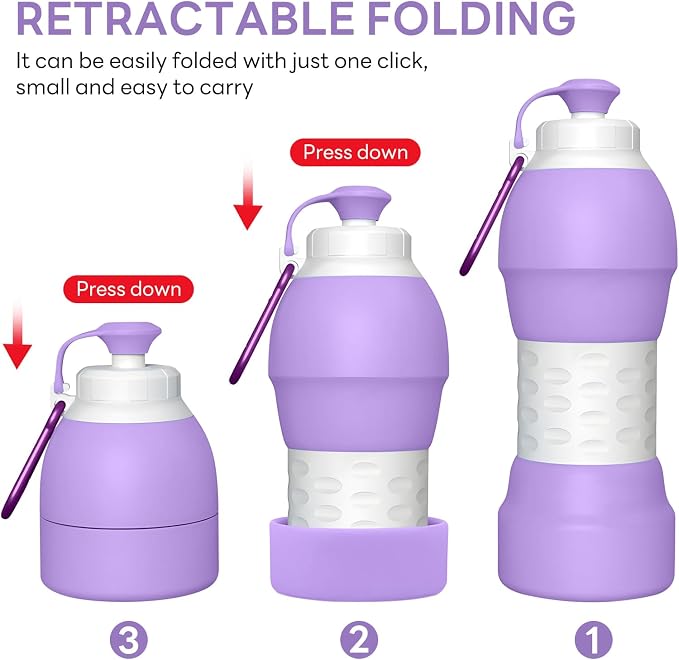 Collapsible Lightweight 20oz Water Bottle, Food-Grade Silicone BPA Free - Image 5