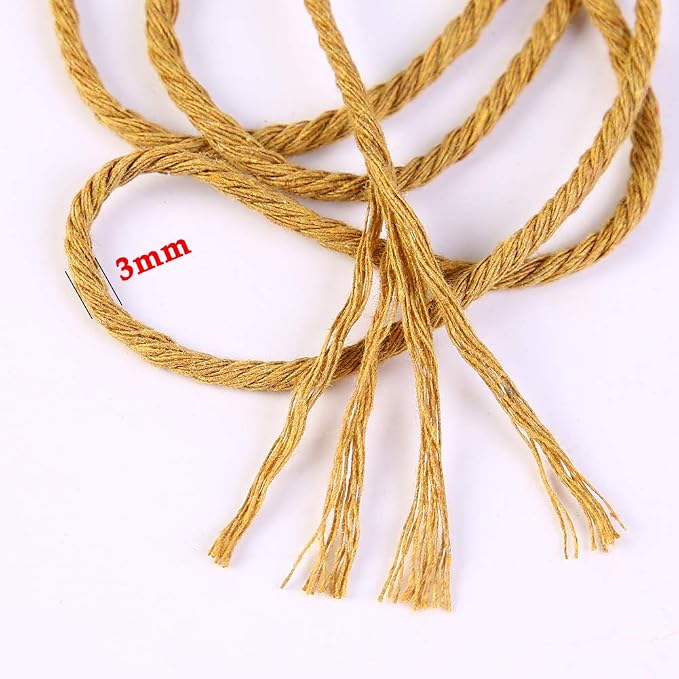 Khaki Cotton Cord, 3mm x 109Yards, Craft Cord - Image 3