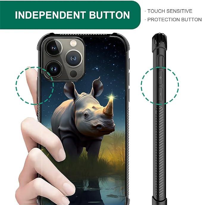 for iPhone 16 Pro Max Case, Rhino Water Marshes Pattern Graphic Design Girl Boy - Image 4