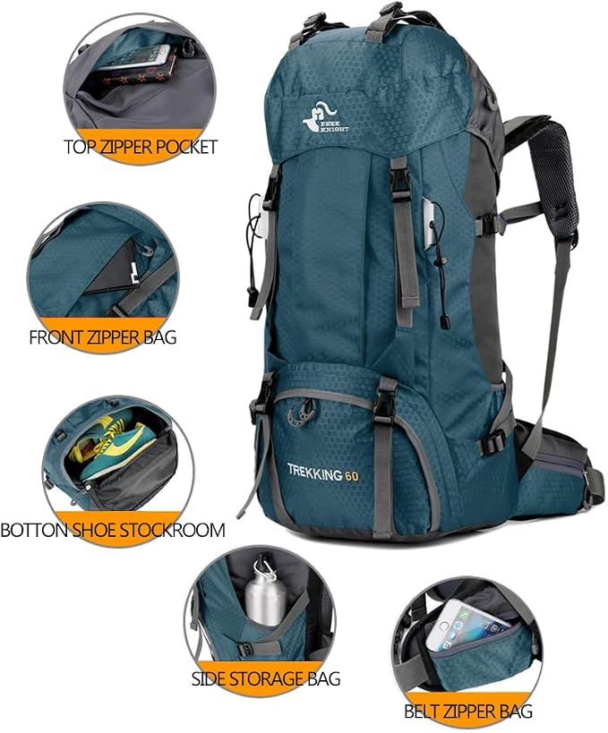 Bseash 60L Waterproof Hiking Camping Backpack - Image 3