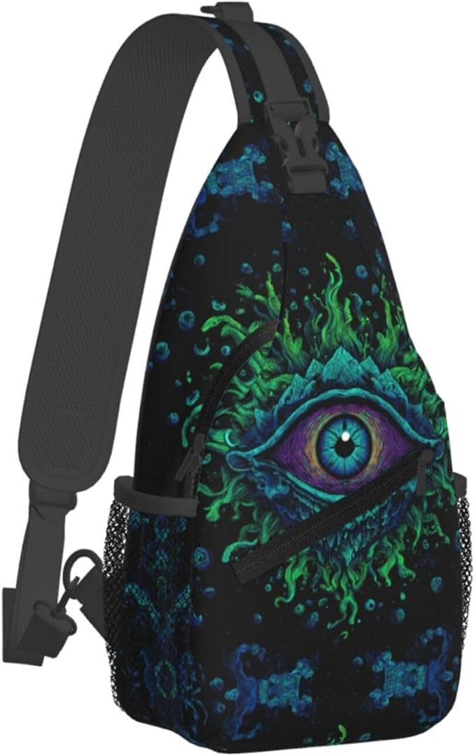 Psychadelic Trippy Art Sling Bag Crossbody Travel Hiking Chest Backpack - Image 2