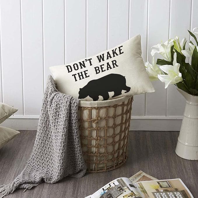 TKS MITLAN Don't Wake The Bear Decorative Pillow Covers Cool Animal Bear Black - Image 6