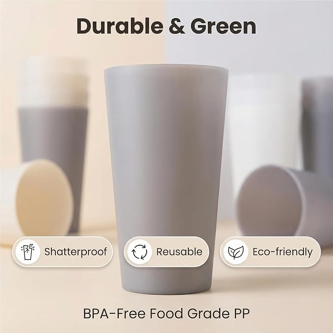 AOYITE Unbreakable Plastic Cups Reusable, 32 oz Plastic Tumblers set of 12 - Image 3