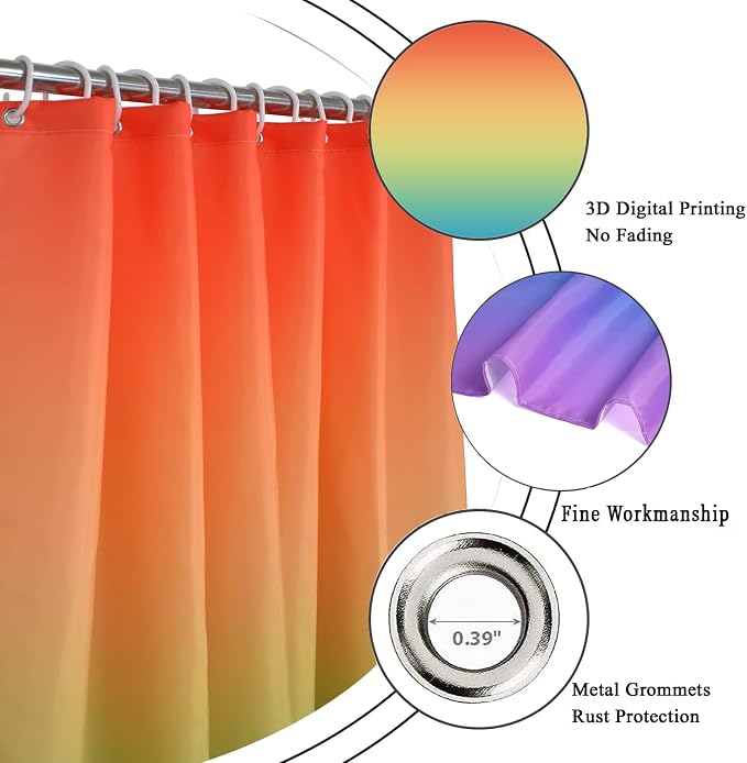 Rainbow Shower Curtain, Children Colorful Rainbow Kid Girls Cute Bathroom - Image 5