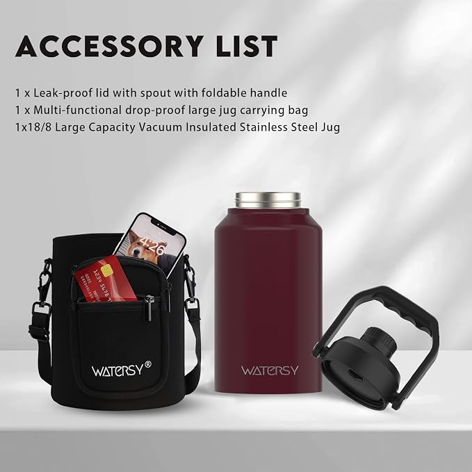 WATERSY 2/3 Gallon Water Bottle Insulated, BPA Free&Leak Proof, 87oz Stainless - Image 6