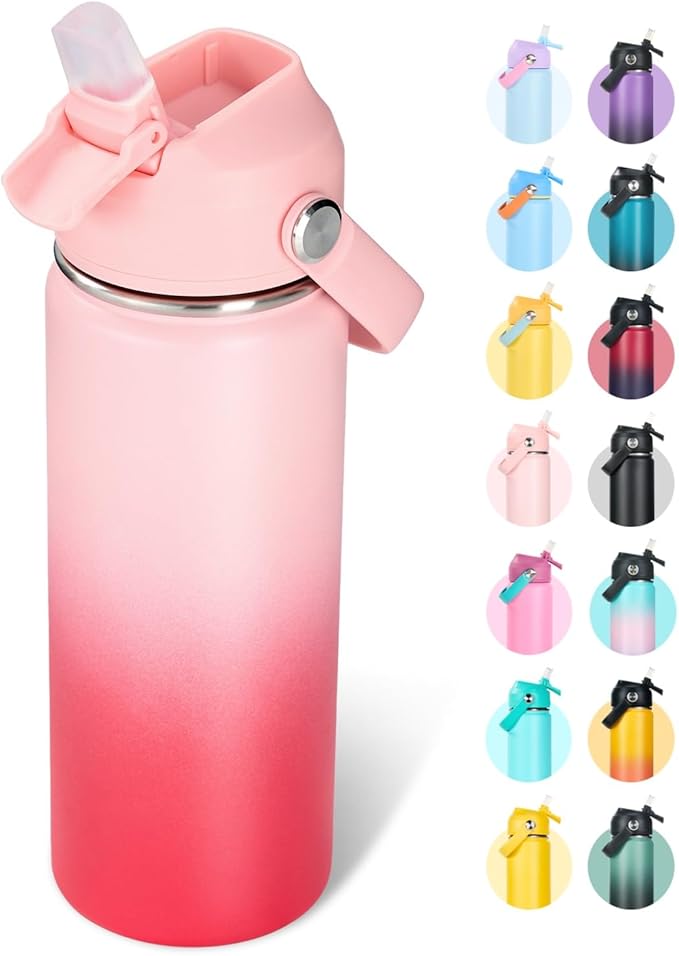 Fijinhom 18oz Insulated Stainless Steel Water Bottle, Wide Mouth Double Wall by Fijinhom