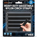 Performore Heavy-Duty Adjustable Nylon Cinch Straps | 12-Pack Durable by RingBinder