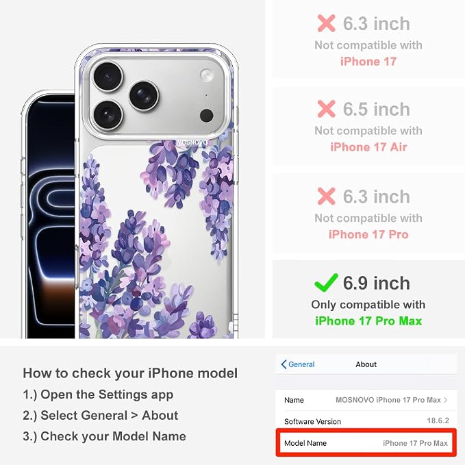 MOSNOVO for iPhone 17 Pro Max Case | Military Grade 6.6ft Drop Tested | Camera - Image 2
