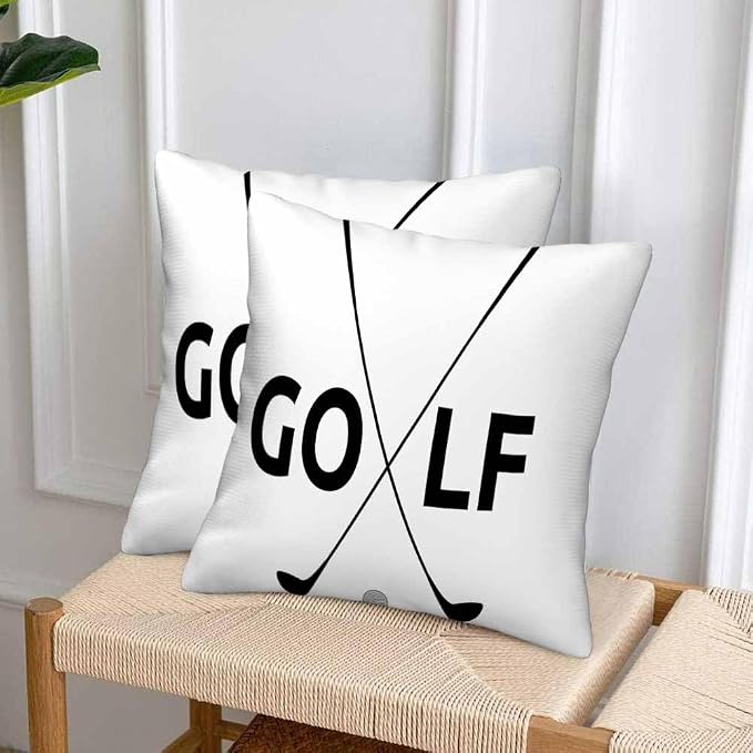 Black Golf Clubs Pillow Covers 18 X 18 Sports Themed Decor Symbol Golf Set of 2 - Image 4
