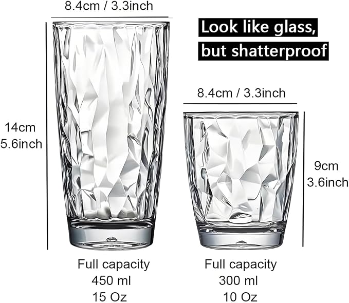 15 Oz Unbreakable Tritan Drinking Glasses Shatterproof Acrylic Glasses - Image 6
