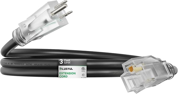 PLUGTUL Outdoor Extension Cord 3FT, 12 Gauge Extension Cord by PLUGTUL
