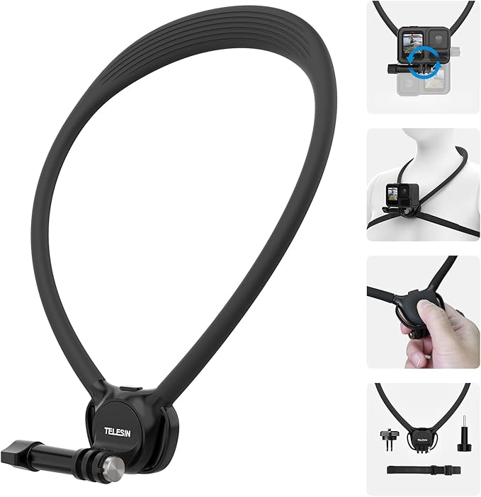 TELESIN Neck Mount SE 2.0 with Air Cushion, Adjustable Chest Strap and Neck by telesin