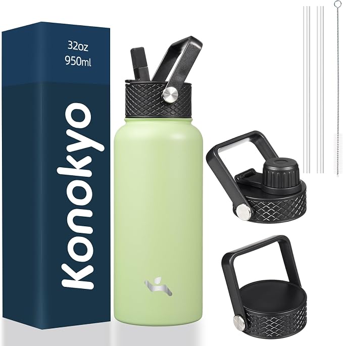Konokyo 32 oz Insulated Water Bottle Stainless Steel Sport Bottles by Konokyo
