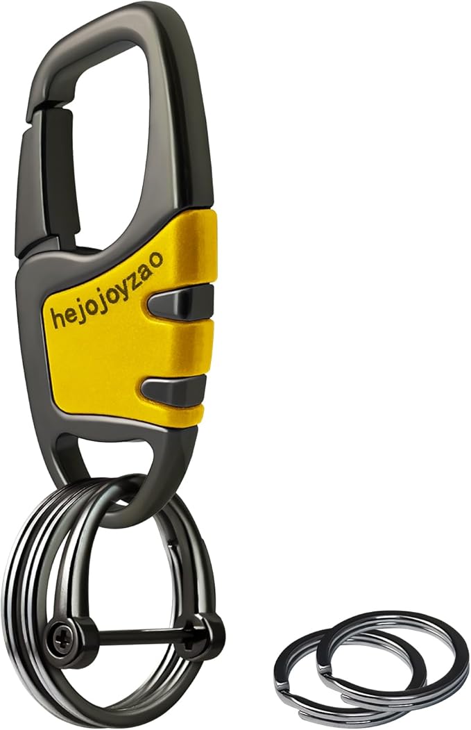 Keychain with Carabiner Clip, 4 Heavy Duty Key Rings and D Ring by Welcomehere%EF%BC%81