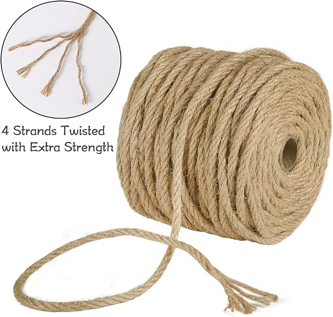 Tenn Well 5mm Jute Rope, 164 Feet 4Ply Twisted Thick Twine Rope - Image 2