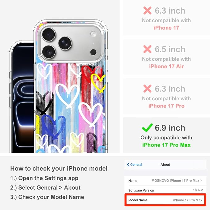 MOSNOVO for iPhone 17 Pro Max Case, Shockproof Military-Grade Protection 6.6ft - Image 2