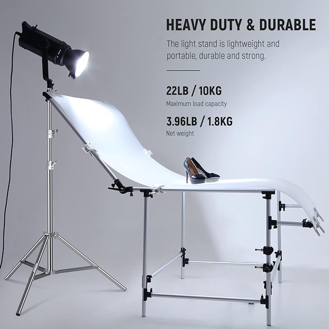 NEEWER 7.2ft/2.2m Stainless Steel Light Stand, Spring Cushioned Heavy Duty - Image 5