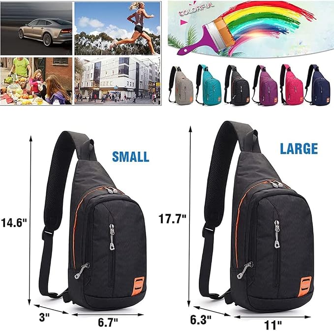 Peicees Small Sling Backpack Waterproof Unisex Shoulder Bag Chest Crossbody - Image 4