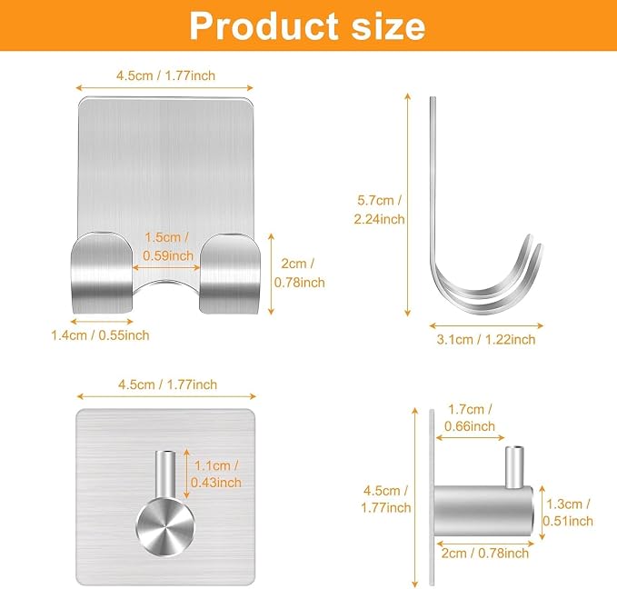 CGBE 4 Packs Shower Hooks for Inside Shower, Self Adhesive Shaver Holder Hanger - Image 3