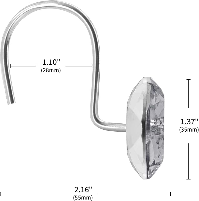 MitoVilla Grey Shower Curtain Hooks Rings, Metal Shower Hooks - Image 5