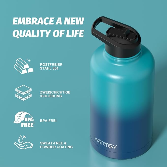 64oz Insulated Water Bottle, BPA Free&Leak Proof, Half Gallon Stainless Steel - Image 8