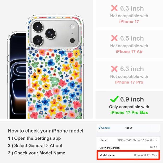 MOSNOVO for iPhone 17 Pro Max Case | Military Grade 6.6ft Drop Tested | Camera - Image 2