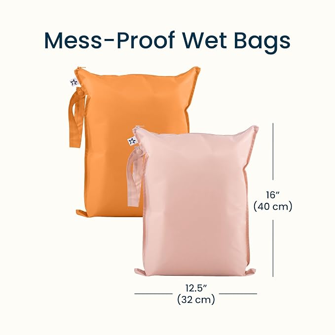 Tiny Twinkle Mess Proof Wet Bags | 2-Pack Reusable Waterproof Wet Bags - Image 5
