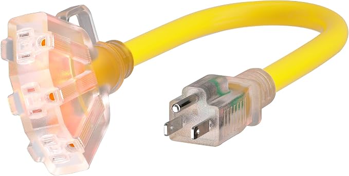 PlugSaf 1 FT 12/3 Gauge Outdoor Extension Cord by PlugSaf