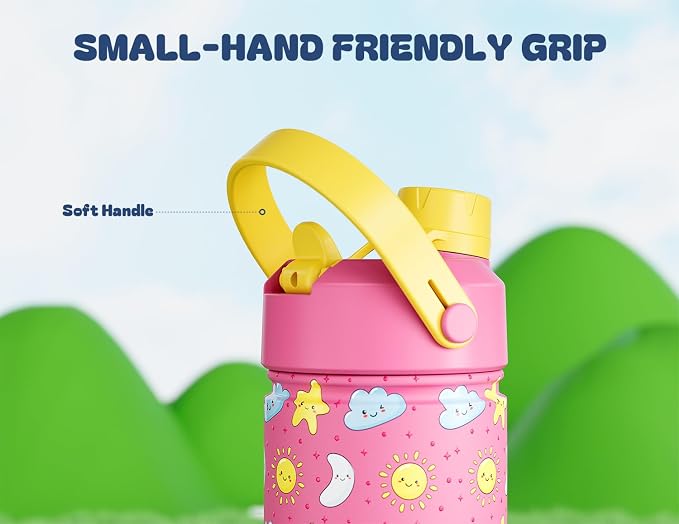 12 oz Kids Water Bottle for Girls: Leakproof, Durable Straw Spout Lid, 24H Cold - Image 7