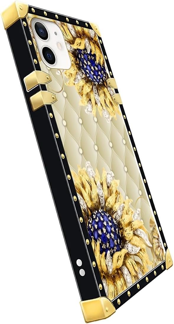 Compatible with iPhone 11 Case, Sunflower Diamonds Leather Luxury Golden - Image 4