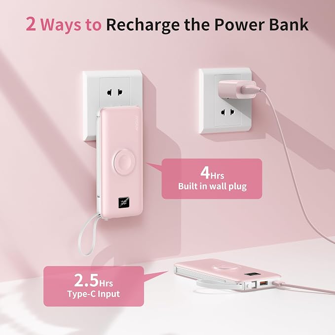Portable Charger Built-in Cables, AC Wall Plug and Magnetic Wireless iWatch - Image 3