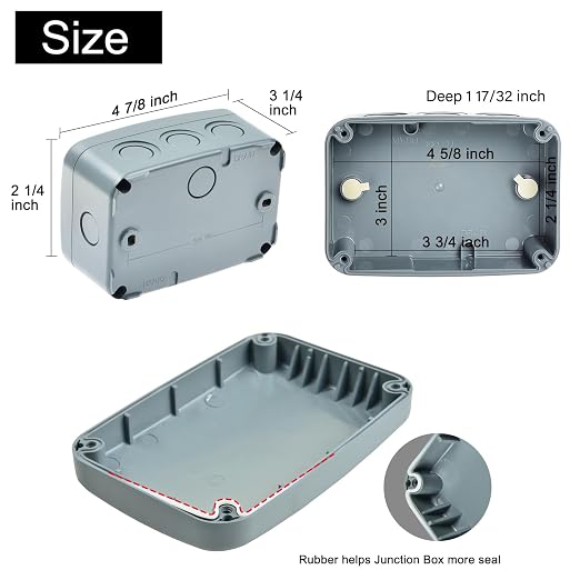 IP66 Weatherproof Electrical Project Boxes in Grey, Nineleaf PVC/ABS Plastic - Image 6
